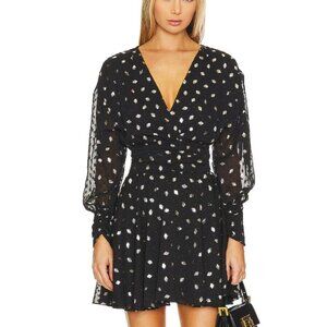 NEW Misa Los Angeles Davie Metallic Chiffon Ruched Convertible Dress $410 Medium